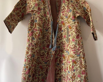 Beautiful Floral Block Print Indian Quilted Kantha Girls Coat Aged 6 years Excellent condition
