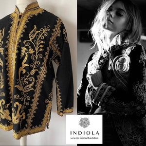 Stunning Vintage Black Wool Turkish Ottoman Jacket with Gold Embroidery L/XL UK 16-18 US 12-14 Excellent condition