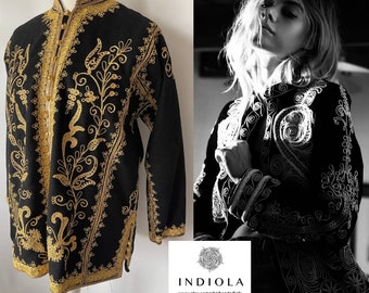 Stunning Vintage Black Wool Turkish Ottoman Jacket with Gold Embroidery L/XL UK 16-18 US 12-14 Excellent condition
