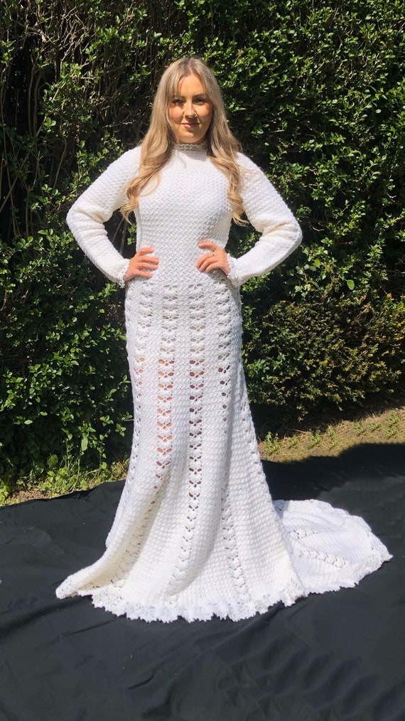 hand crochet wedding dress Handmade Wedding Maxi Dress Crochet White Dress Wedding Dress Fringe White Dress Irish Lace Dress Plume Cotton Dress Crochet Wedding Gown