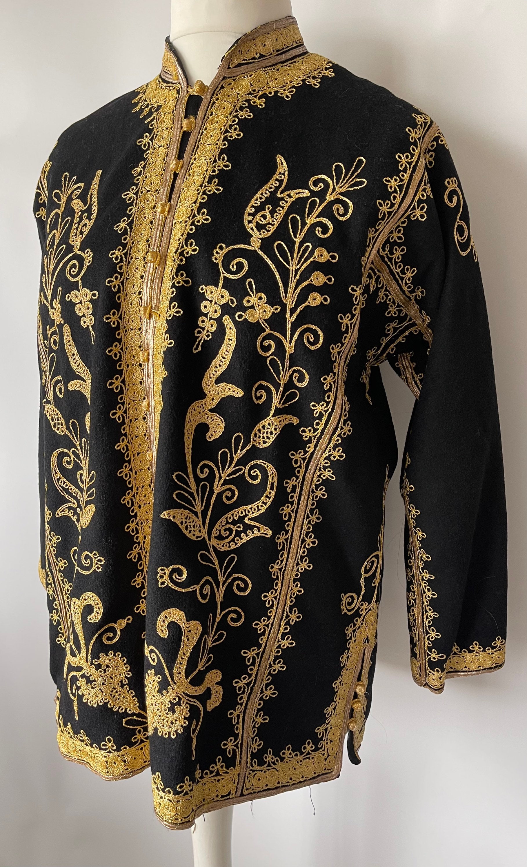 Stunning Vintage Black Wool Turkish Ottoman Jacket With Gold Etsy UK