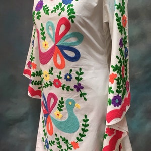 Brand new Pachamama Woodstock embroidered 100% cotton Mexican kaftan kimono sleeve dress wedding, festival, cinco de mayo, XS S M L XL XXL image 7