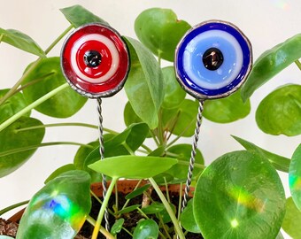 Evil Eye Stained Glass Plant Stake