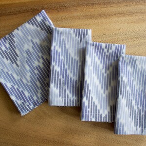 Ikat Chevron servetten in waterval Blues-set van 4