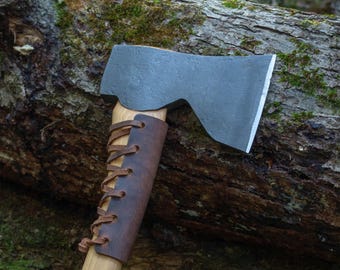 Leather Axe Overstrike Guard - Bushcrafting and Camping Accessories - Used by the Pros - Real leather Lace also.