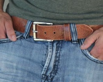 Leather Belt made out of Water Buffalo, Handcrafted with a distressed look,  High Quality buckles