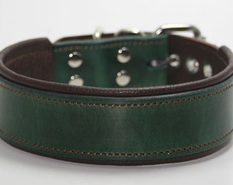 Handcrafted Leather Dog Collar- Dog lovers  100% Real Leather -Quality Leather Dog Collars 1 & 1/2 inch wide+