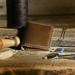 Leather Wallet - Real Full Grain Leather Wallet Hand Stitched -  Handcrafted Mens Wallet