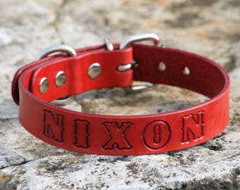 Personalized Leather Dog Collar - Handcrafted Leather Dog Collars-  100%  Real Leather - Personalized name