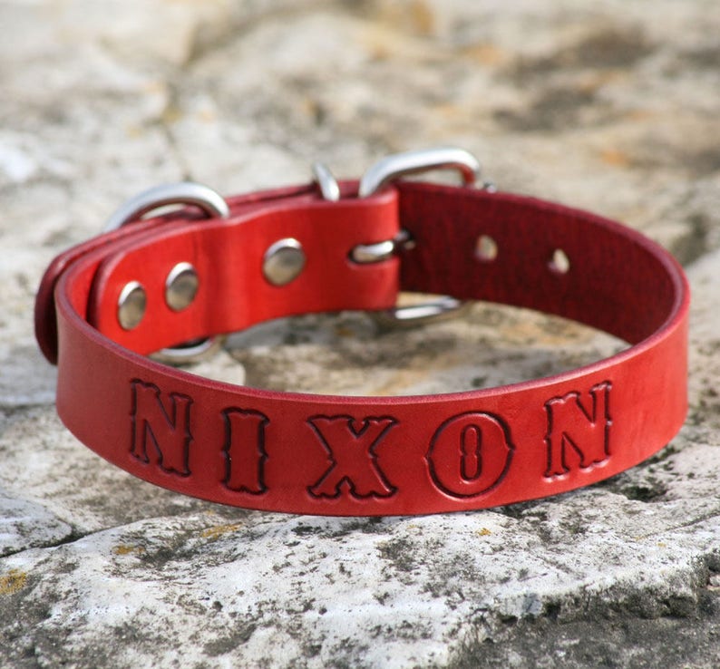 Leather Dog Collar With Font Handcrafted Leather Dog Collars Etsy