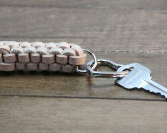 Leather Square Braided Heart Ring Key Chain, Key Chains, Handcrafted, Natural Leather, Key ring, Hand Made,  Pick a color!