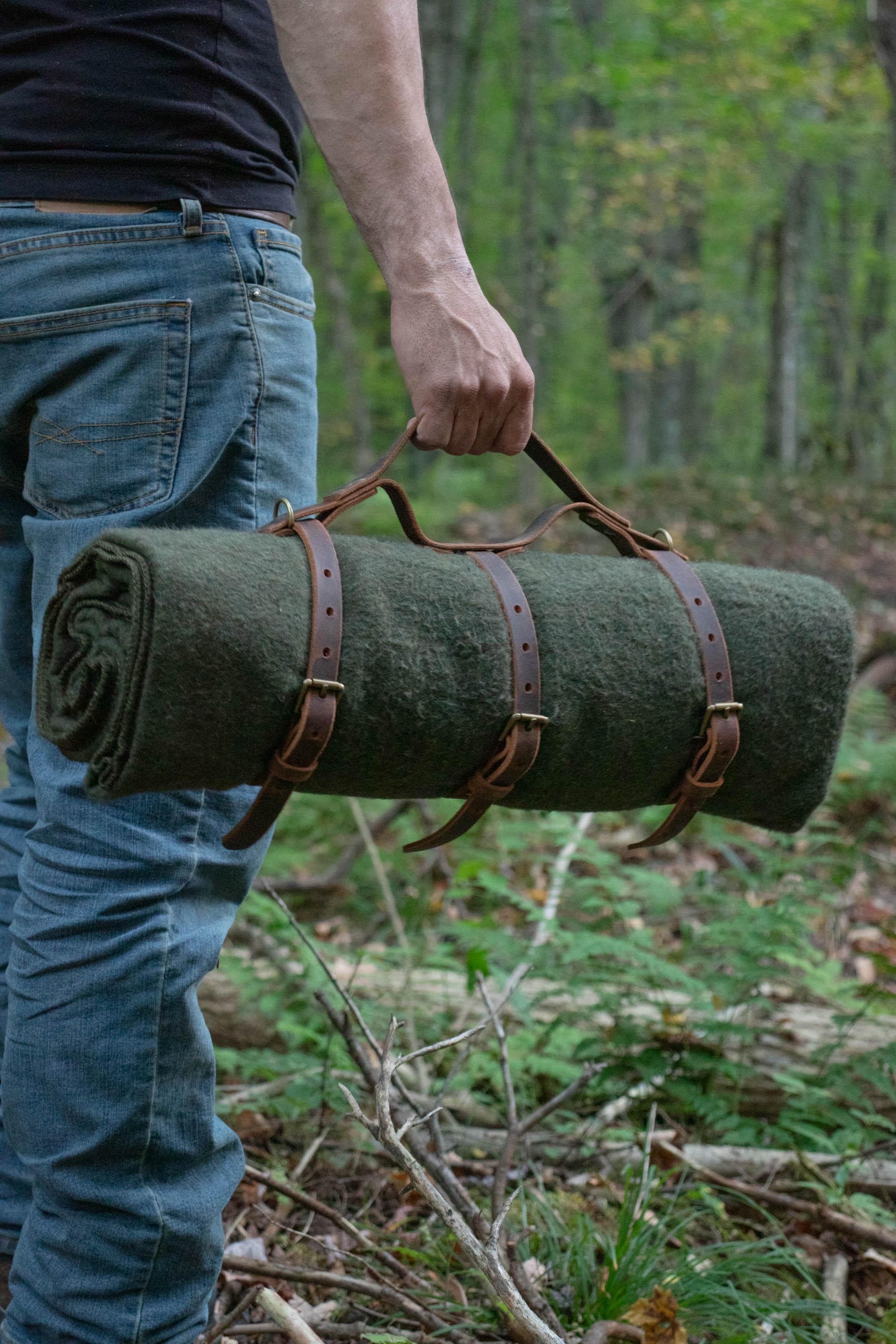 Leather Blanket Roll - Camping Blanket Roll - Bushcraft Gear - Etsy