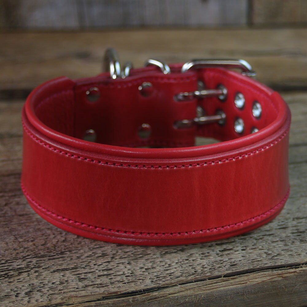 Large Dog Collar Made From Real Leather Handcrafted Leather Etsy