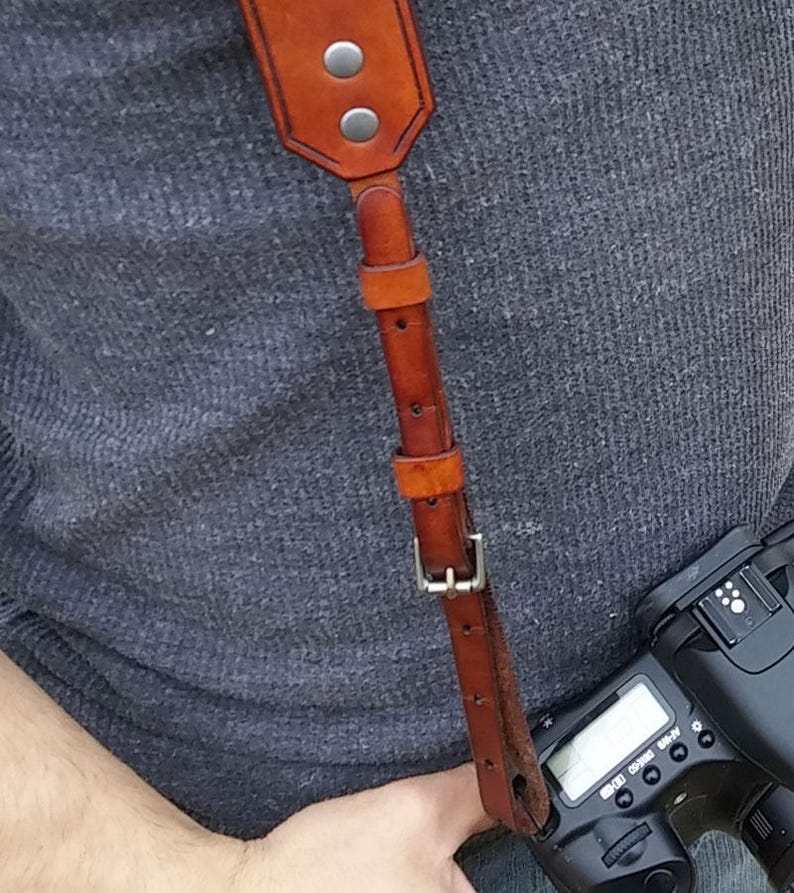 Camera Strap Personalized Leather with Your Name etc, Handmade Quality Craftsmanship Photographer's strap, image 6