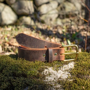 Leather Belt made from Water Buffalo, Amazing Handcrafted distressed look belt, paired with a High Quality brass buckle