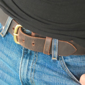 Leather Belt, Free Personalization! Leather Belt made from Water Buffalo, Handcrafted distressed look belt, High Quality brass buckle