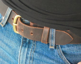 Leather Belt, Free Personalization! Leather Belt made from Water Buffalo, Handcrafted distressed look belt, High Quality brass buckle