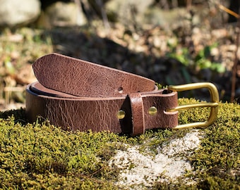 Leather Belt made out of Water Buffalo, Handcrafted with a distressed look,  High Quality buckles