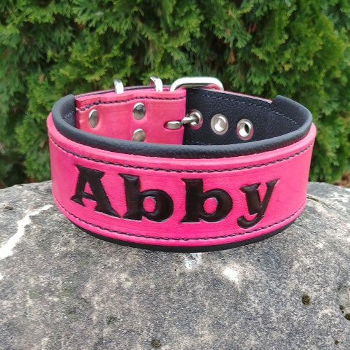PERSONALIZED LEATHER COLLAR // With Name // Personalised Etsy
