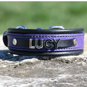 Leather Dog Collar Personalized with your pets name - Handcrafted 100%  Real Leather High Quality Dog Collars - Metal Font