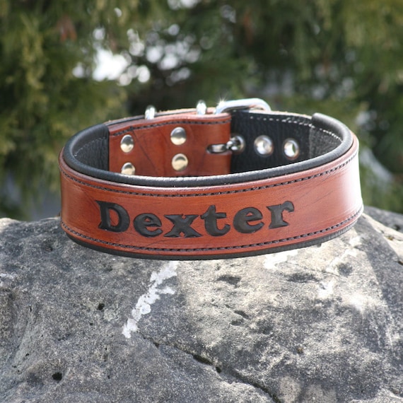 Handcrafted Leather Dog Collarpersonalised With Your Dogs Etsy