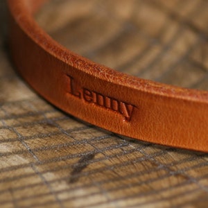 Small Personalized Leather Dog Collar Handcrafted Leather Dog Collars for Tiny dogs Full Grain Leather Personalized name embossed image 5