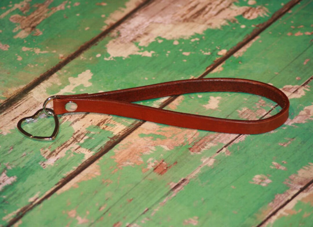 Custom Leather Key Chains , Hand Made, Wrist Strap Key Chain, Heart
