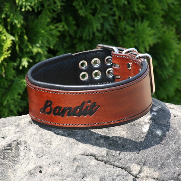 Leren hondenhalsband 100% echte kwaliteit handgemaakte brede gepersonaliseerde grote hondenhalsbanden