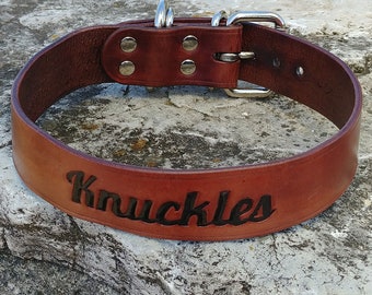 Personalized Leather Dog Collar - Handcrafted Quality Leather Dog Collars 100%  Real Leather - 1.5 inches wide