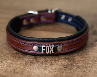 Leather Collar for Small dogs, Handcrafted padded Leather Dog Collar,  100%  Real Leather with Many Options Available - Dog Collars