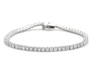 4.70 Carats Natural Diamond 14k Solid White Gold Bracelet