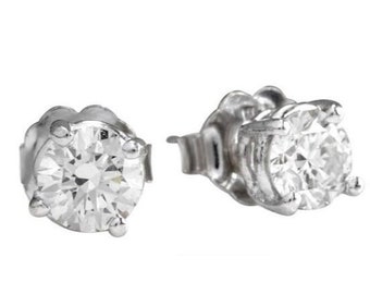 1.60ct Natural Diamond 14k Solid White Gold Stud Earrings