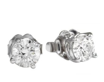 0.80ct Natural Diamond 14k Massief WitGouden Stud Oorbellen