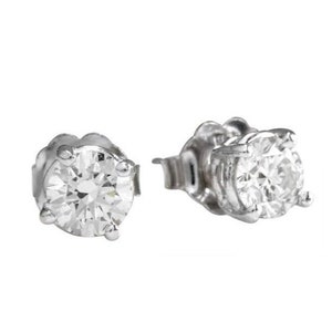 1.40ct Natural Diamond 14k Solid White Gold Stud Earrings