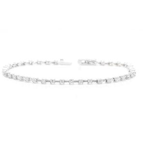 1.40 Carat Natural Diamond 14k Solid White Gold Bracelet