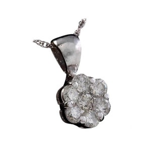 0.88 Carats Natural Diamond 14k Solid White Gold Necklace