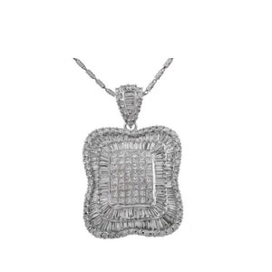 7.28 Carats Natural Vvs Diamond 18k White Gold Pendant Necklace