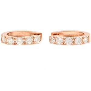 Exquisite 0.70 Carats Natural Diamond 14K Solid Rose Gold Hoop Earrings