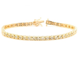 1.50 Carats Natural Diamond 14k Solid Yellow Gold Tennis Bracelet