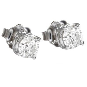 0.80ct Natural Diamond 14k Solid White Gold Stud Earrings