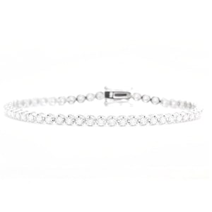 2.50 Carats Natural Diamond 14k Solid White Gold Bracelet