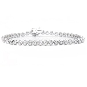 1.70 Carats Stunning Natural Diamond 14K Solid White Gold Bracelet