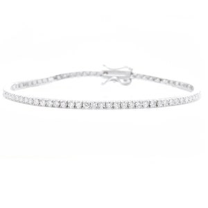 1.20 Carats Stunning Natural Diamond 14K Solid White Gold Bracelet