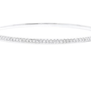 0.80 Carats Natural Diamond 14k Solid White Gold Bangle Bracelet