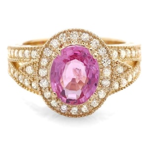 3.20 Carats Natural Tourmaline and Diamond 14K Solid White Gold Ring