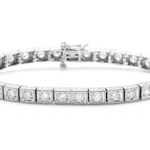 3.20 Carat Natural Diamond 14k Solid White Gold Bracelet