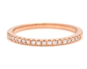 14k Solid Rose Gold Diamond Wedding Band Ring