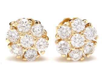 1.00ct Natural VS Diamond 14k Solid Yellow Gold Stud Earrings