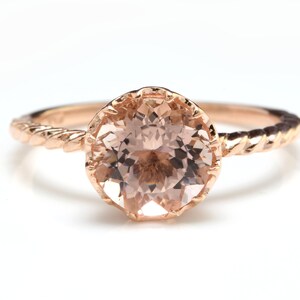 1.50 Carats Natural Morganite 14K Solid Rose Gold Ring