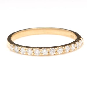 Wunderschöner Natürlicher Diamant 14k Massive Gelbgold Band Ring